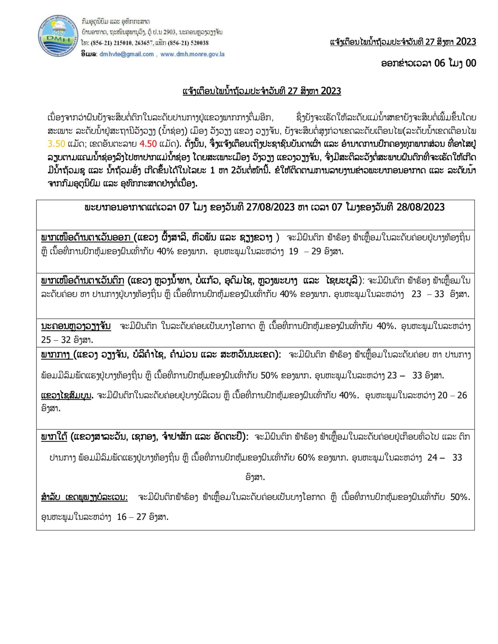 ແຈ້ງເຕືອນນ້ຳຖ້ວມ ໂດຍສະເພາະລະດັບນໍ້າຢູ່ສະຖານີວັງວຽງ ແລະ ຜູ້ອາໄສຢູ່ລຽບຕາມແຄມນໍ້າຊ່ອງຈົ່ງມີສະຕິລະວັງ -                                                                                         27                 23 00 scaled - ແຈ້ງເຕືອນນ້ຳຖ້ວມ ໂດຍສະເພາະລະດັບນໍ້າຢູ່ສະຖານີວັງວຽງ ແລະ ຜູ້ອາໄສຢູ່ລຽບຕາມແຄມນໍ້າຊ່ອງຈົ່ງມີສະຕິລະວັງ