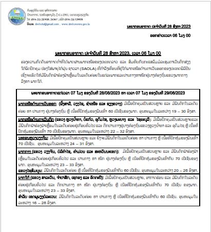 ອິດທິພົນຂອງພາຍຸໄຕ້ຝຸ່ນ Saola ກໍາລັງເຄື່ອນທີ່ຢູ່ ຟີິລິບປິນ ຈະເຮັດໃຫ້ ສປປ ລາວ ມີຝົນຕົກໜັກ ແຕ່ພາກກາງ-ພາກໃຕ້ ກວມເອົາ 60-70% - Capture - ອິດທິພົນຂອງພາຍຸໄຕ້ຝຸ່ນ Saola ກໍາລັງເຄື່ອນທີ່ຢູ່ ຟີິລິບປິນ ຈະເຮັດໃຫ້ ສປປ ລາວ ມີຝົນຕົກໜັກ ແຕ່ພາກກາງ-ພາກໃຕ້ ກວມເອົາ 60-70%